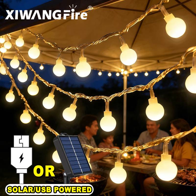 Outdoor Lighting And Decor - 3-10M Solar-/USB-/Batterie-Lichterketten, Feenhafte Kugel-LED-Lichter, Wasserdicht für