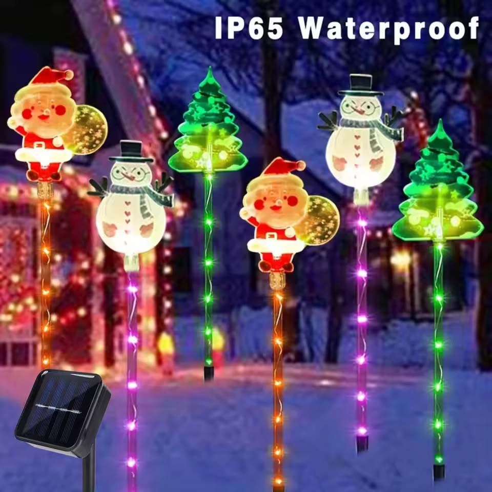 Outdoor Lighting Tree - 1 Set Solar-Weihnachtsmann-, Weihnachtsbaum- und Elch-Lampen,