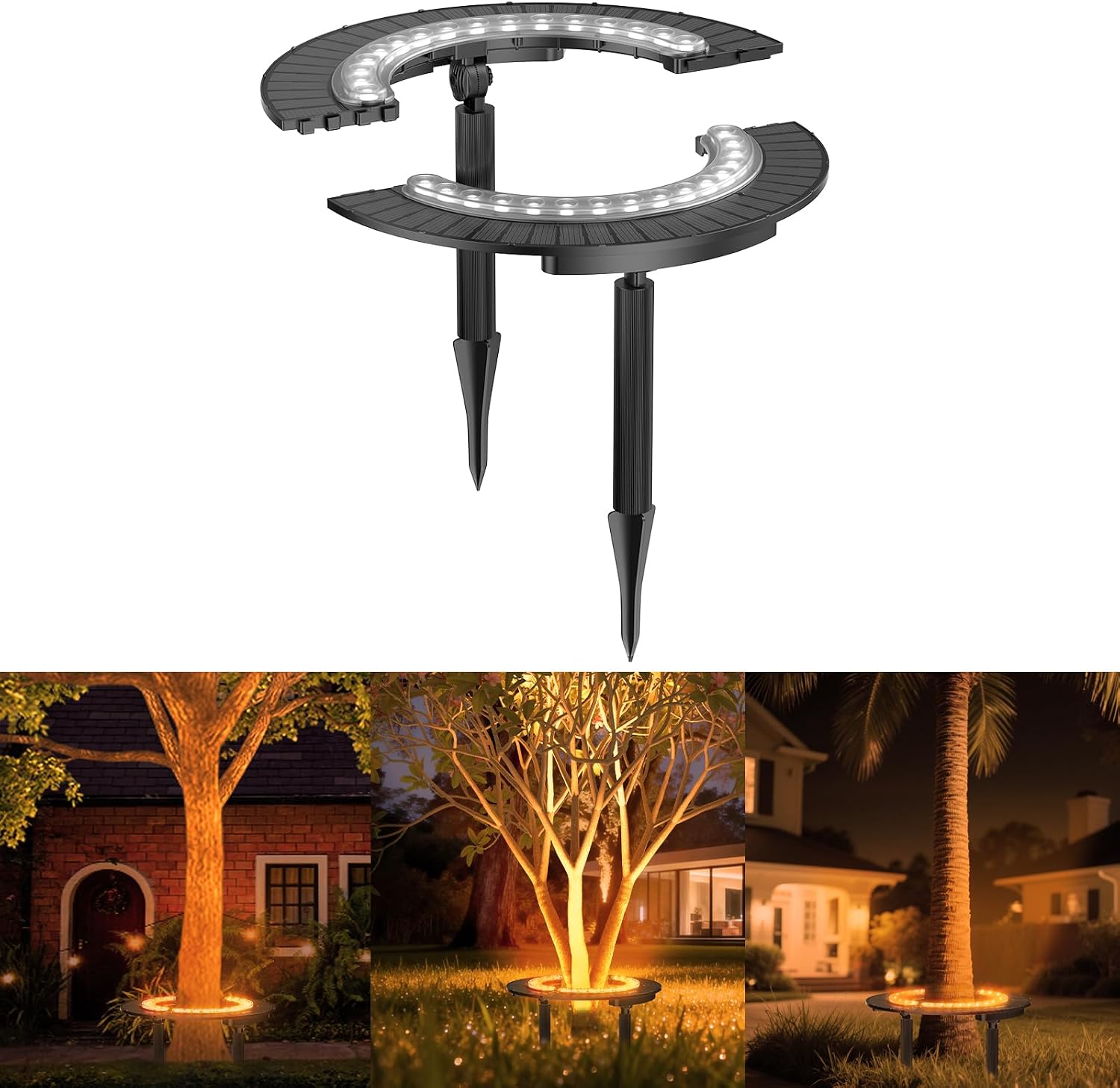 Outdoor Lighting Tree - Solar-Palmenbaumleuchte Kabellose Landschaftsbeleuchtung Warmweiß Baumring-Uplight Solarbetrieben