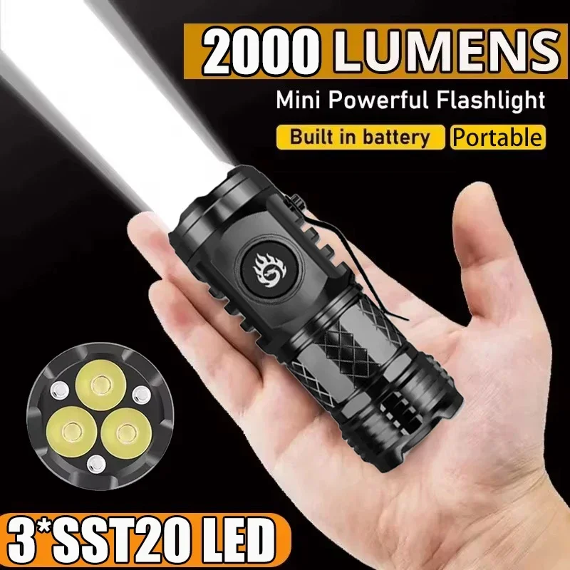 Outdoor Lighting Construction - Hochleistungs-Taktische Taschenlampe 3LED Mini-Schlüsselanhänger-Fackel USB-Aufladbar Wasserdichte