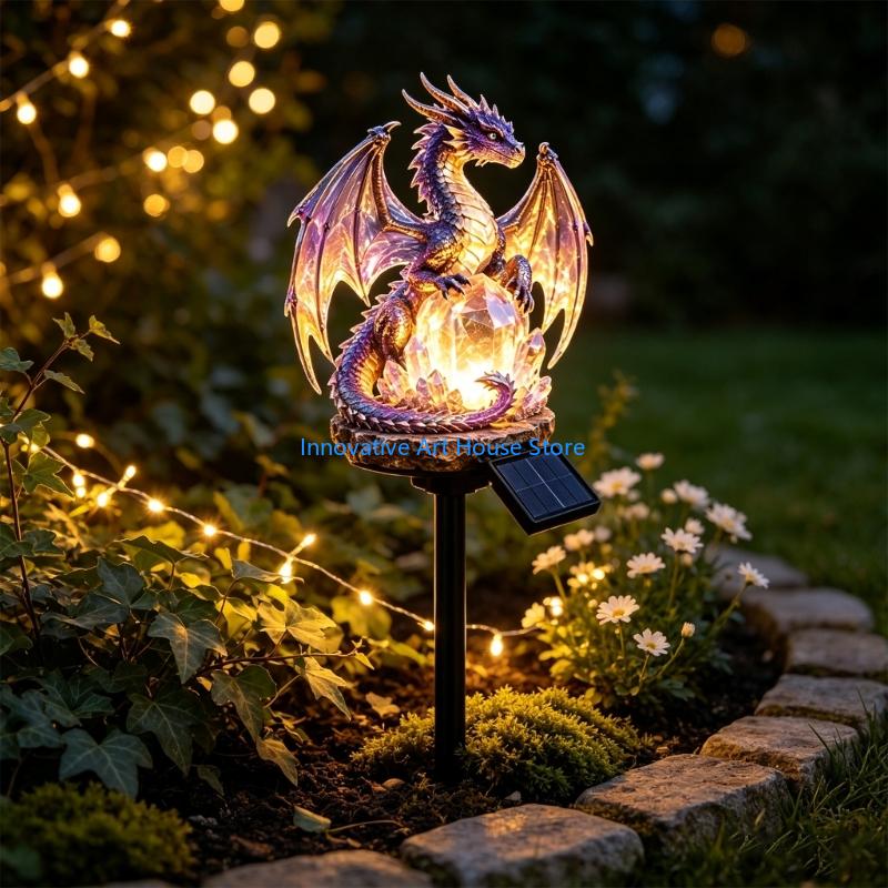 E1PC Harz-Drachen-Gartenpfahl- – Outdoor Lighting Accent Bewertung und Preis