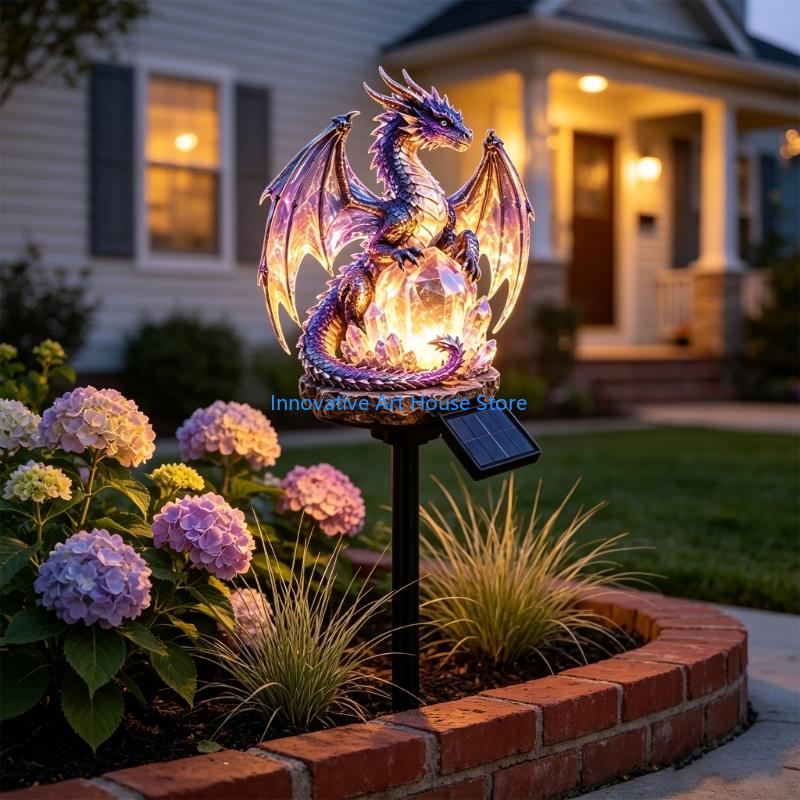 E1PC Harz-Drachen-Gartenpfahl- – Outdoor Lighting Accent Bewertung und Preis